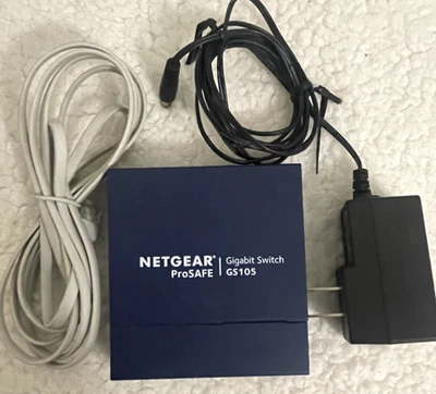 NETGEAR ProSafe GS105 5-Port Gigabit Switch Tested + Power cord, free shipping  - Image 1 of 4