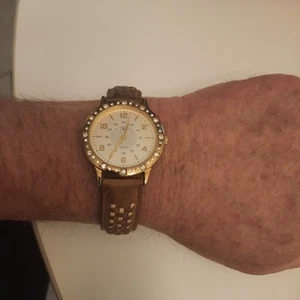 Ladies JBK Camrose and Kross Seiko Japan Gold Brown Band Quartz Watch Working! - Picture 1 of 7