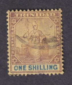 Trinidad 1904 1/- SG142 chalky paper usual rubbing FU fine used - Picture 1 of 2