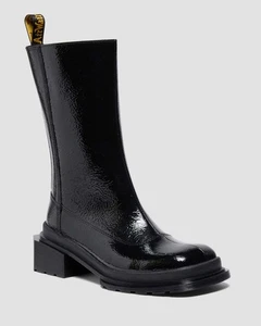 Dr. Martens Maybole Damen-Chelsea-Boots hohe eckige Zehenpartie Lack schwarz - Bild 1 von 9