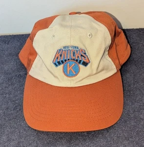 Vintage Y2k New York Knicks Dad Hat Beige Orange Retro Logo Strapback - Picture 1 of 6