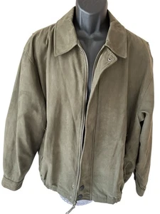 Weatherproof Garment Co. Jacket Men's XL Green Faux Suede Full Zip Snap LS - Picture 1 of 11