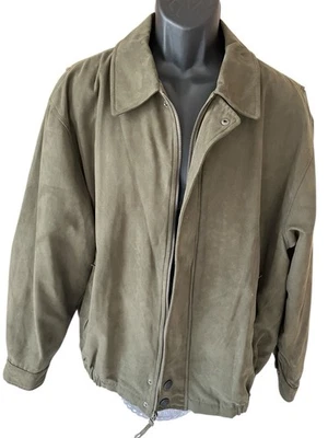 Weatherproof Garment Co. Jacket Men's XL Green Faux Suede Full Zip Snap LS - Image 1 of 4