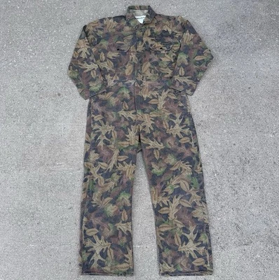 Vintage Gander Mountain Camo Coveralls Mens L Tru Leaf Jumpsuit Hunting USA - Image 1 of 4