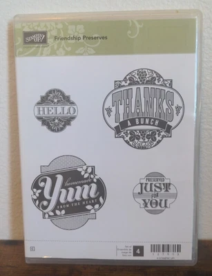 Stampin' Up! Juego de 4 sellos "PRESERVAS DE AMISTAD" - Modelo retirado # 127913 Foto 1 de 3