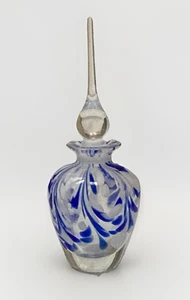 Bottiglia profumo RCR vetro artistico soffiato a mano cobalto/bianco/chiaro 9” con tappo cristallo - Foto 1 di 15