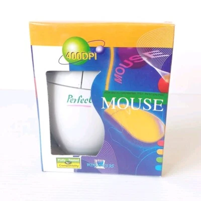 PERFECT PS/2 Trackball Mouse Wired Corded Beige 2 BUTTON Vintage Retro NEW  - Image 1 of 4