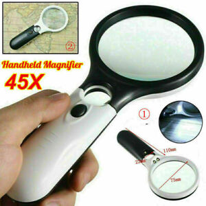 45X Magnifier Handheld Reading Magnifying Glass Jewelry Loupe With 3 LED Light