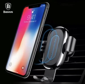 Baseus Qi Wireless Fast Charge Intelligent IR Sensor Auto Lock Car Mount - Red - Picture 1 of 8