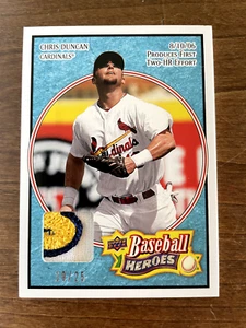 Parche 19/25 Chris Duncan 2008 Upper Deck Baseball Heroes - azul claro #159 - Imagen 1 de 2