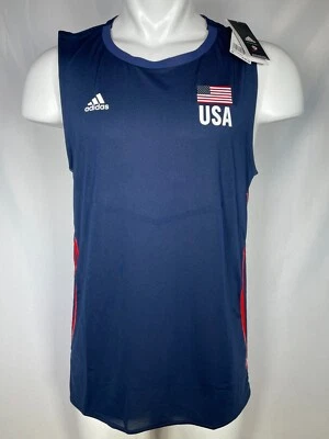 USA Volleyball Adidas Blue Men's PrimeBlue Olympic Jersey NWT - Image 1 of 4