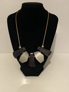 JAEGER Italy Faux Resin Stones And Gold Tone Statement Necklace *New* - Picture 1 of 6
