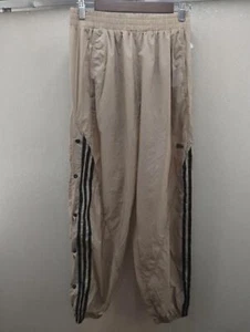 Adidas Mens Light Brown w Black Stripes Basketball Snap Away Pants Size Medium - Picture 1 of 6