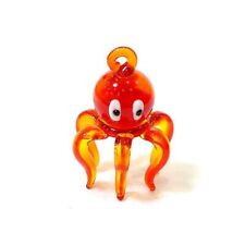 Cute Tiny Octopus Glass Charm Pendant Aquarium Decor Marine Animal Statue Orname