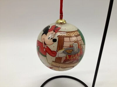 Disney Mickey & Minnie Mouse Inside Reverse Painted Glass Christmas Ornament HTF - Image 1 of 4