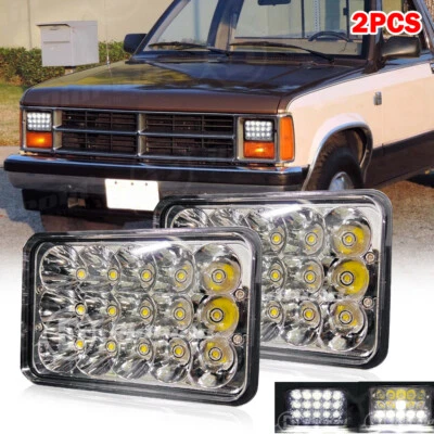 For Dodge Dakota Pickup 1987-1995 Chrome 4x6" LED Headlights Hi/Lo Sealed Beam - Image 1 of 4
