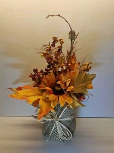 Vintage Herbst Blumen Herzstück/Sackleinen 10" - Bild 1 von 6