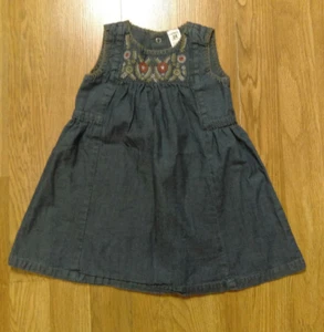 Carter's Infant Toddler Smocked Denim Color Sleeveless Dress Size 24 Months - Picture 1 of 7