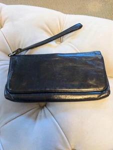 HOBO Classic Black Leather Wristlet - Picture 1 of 19