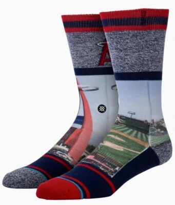 STANCE MLB Los Angeles Angels Big A Blue Red Green Crew Socks NEW Mens S / M M - Image 1 of 4