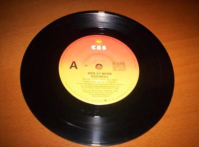MEN AT WORK  "OVERKILL"  /  "TILL THE MONEY RUNS OUT"    7 INCH 45   1983 - Image 1 of 2
