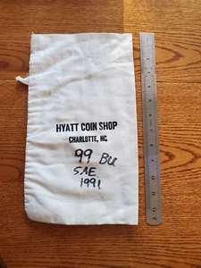 Vintage HYATT COIN SHOP-CHARLOTTE,NC. Canvas Cloth Money Bank Bag - Picture 1 of 2