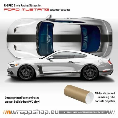 Kit de rayas de carreras estilo R-SPEC para Ford Mustang 2015-2022 Foto 1 de 4