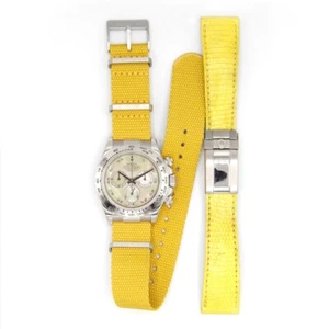 Rolex Daytona 116519 Mother of Pearl 18k White Gold Yellow Strap Watch - Picture 1 of 7