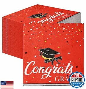 HEIPINIUYE 50 Pieces 3-ply Graduation Napkins 2025 Disposable Cocktail Napkin - Picture 1 of 5