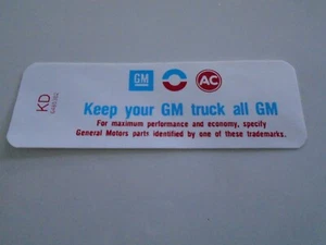 1968-75 Reproduction Chevy Truck AC/Delco/GM Decal - Bild 1 von 1