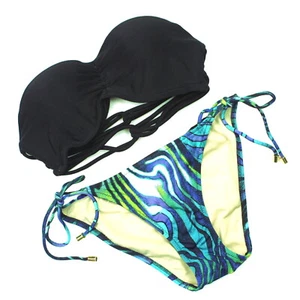 Traje de baño bikini Victorias Secret Xhilaration XS negro azul sin tirantes usado en excelente estado - Imagen 1 de 3