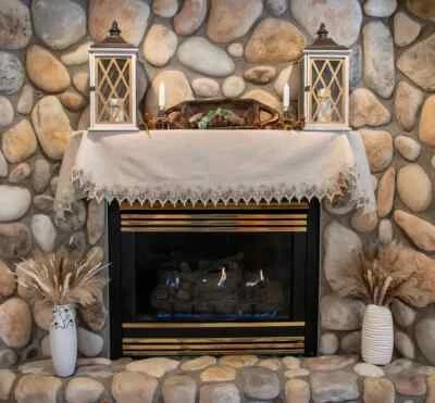 Neutral Earth Tone Beige Lace Mantel Scarf (19" x 90") - Image 1 of 4