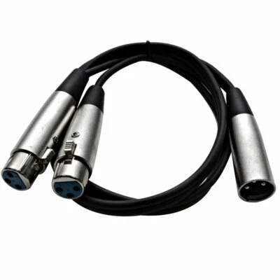 NEW 3' Splitter Patch Cable 1 XLR Male to 2 XLR Female - Image 1 of 3