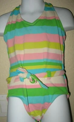 SAND N SUN- GIRLS M 7/8 LINED NO BRA CUPS - ONE PIECE HALTER SWIM / BATHING SUIT - Image 1 of 2