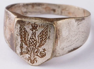 Anillo Polonia Primera Guerra Mundial Primera Guerra Mundial Segunda Guerra Mundial Águila Legión Polaca Polska Banda Gótica Terror Gótico - Imagen 1 de 13