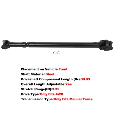 Conjunto de eje de transmisión delantero 4x4 para Jeep TJ 1998-2002 Wrangler 4,0 L transmisión manual Foto 1 de 4