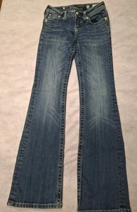 Miss Me Girls Jeans Bootcut Embellished Pockets Denim Blue Size 14 JK6133B - Picture 1 of 16