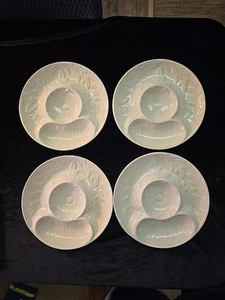 California USA Pottery #452 White Embossed 9 1/2" Artichoke Plate 4 Ea. - Picture 1 of 7