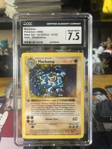 CGC 7.5 Machamp 1999 Base Set 1st Edition 8/102 Holo Shadowless Pokemon Card psa - Picture 1 of 2