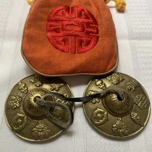 6.5 Cm Handcrafted Tibetan Meditation Tingsha Cymbal Bell With Bag - Picture 1 of 7