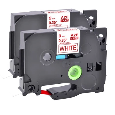 2PK 0.35" Compatible con Brother TZ222 TZe222 Cinta Etiqueta Roja sobre Blanca P-Touch Foto 1 de 4