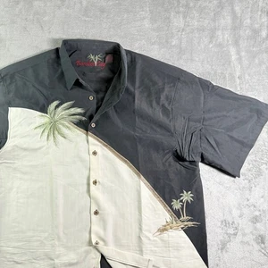 Bamboo Cay Mens XXL Tropical Palm Tree Embroidered Short Sleeve Button Up Shirt - Picture 1 of 11
