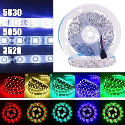 Bright 12V 5M 16.4ft 3528 5050 5630 RGB SMD 300 LEDs Flexible Strip light Lamp - Image 1 of 4