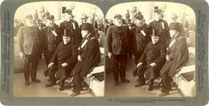 McKinley and Maj.-Gens., Wheeler, Lawton, Shafer, and Kiefer - 1898 stereograph - Picture 1 of 2