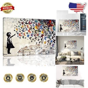 Eye-Catching Butterfly-girl Graffiti Canvas Wall Art – Home Office Decor - Picture 1 of 10