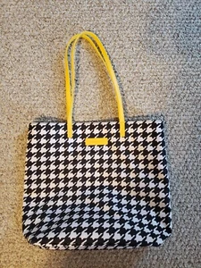 Vera Bradley Black & White Houndstooth Tote Bag EUC - Picture 1 of 3
