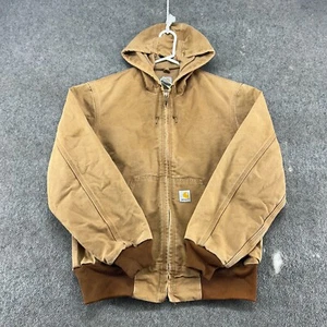Chaqueta Carhartt DE COLECCIÓN Hombres Pequeña Marrón Tostado Lona Con Capucha Forrada Térmica J131 EE. UU. - Imagen 1 de 13