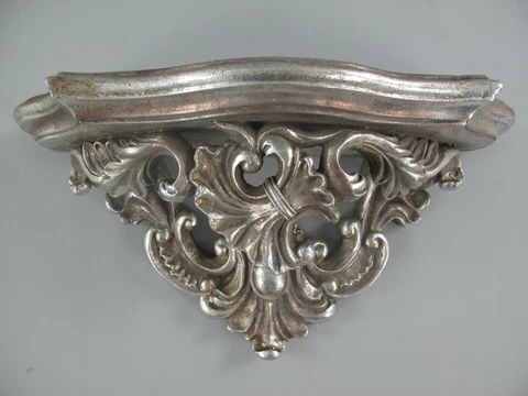 9977729 Silver Wall Console Shelf Resin Antique Style Vintage 11 3/8x6 11/16in Cover