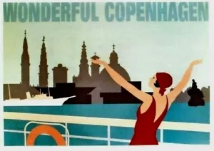 Original Vintage Poster WUNDERBARER KOPENHAGEN SEEHAFEN - Bild 1 von 1