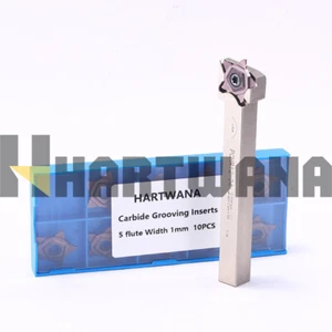 Lathe Grooving Tool Holder 12mm 5 Flutes Carbide Grooving Insert 1mm 10PCS - Picture 1 of 12